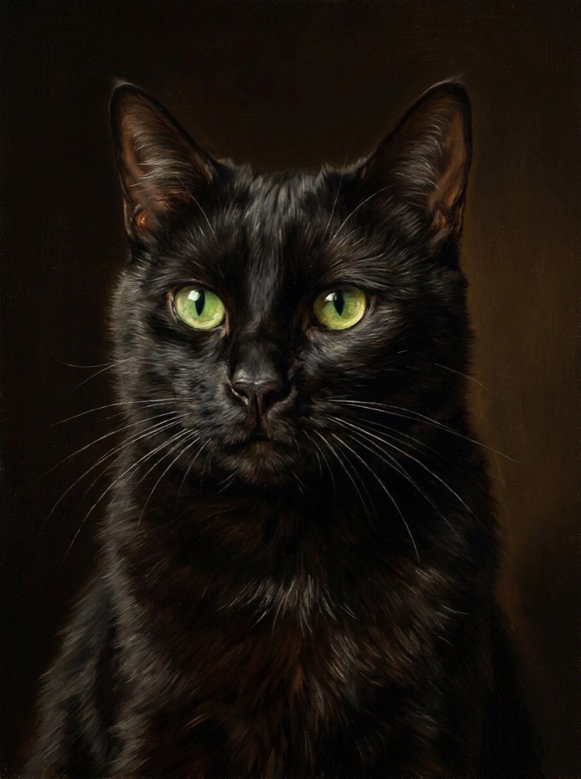 Heirloom Oil portrait of a black cat